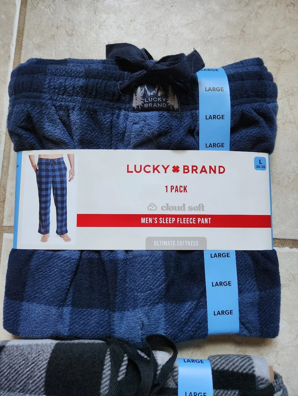 NWT Lucky Brand Mens Cloud Soft Fleece Sleep Pants Large Lot 2 Buffalo Plaid